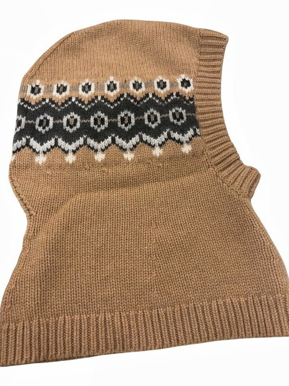 Khaite Caspian Fair Isle100%  Cashmere Balaclava Knit Balaclava Brown & Black